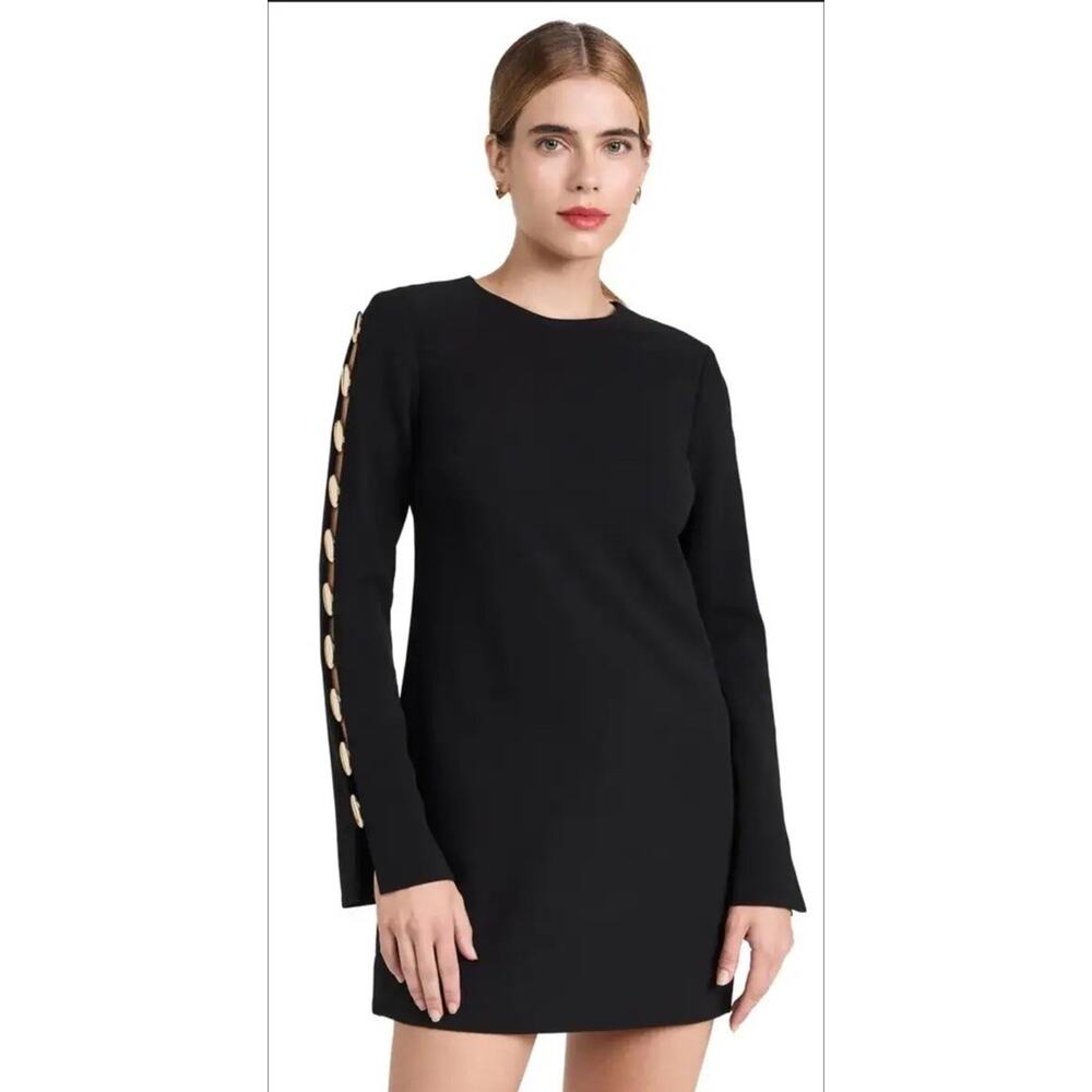 NWT Simkhai Joisian Mini Dress Black Gold Button Sleeve Designer Cocktail $695